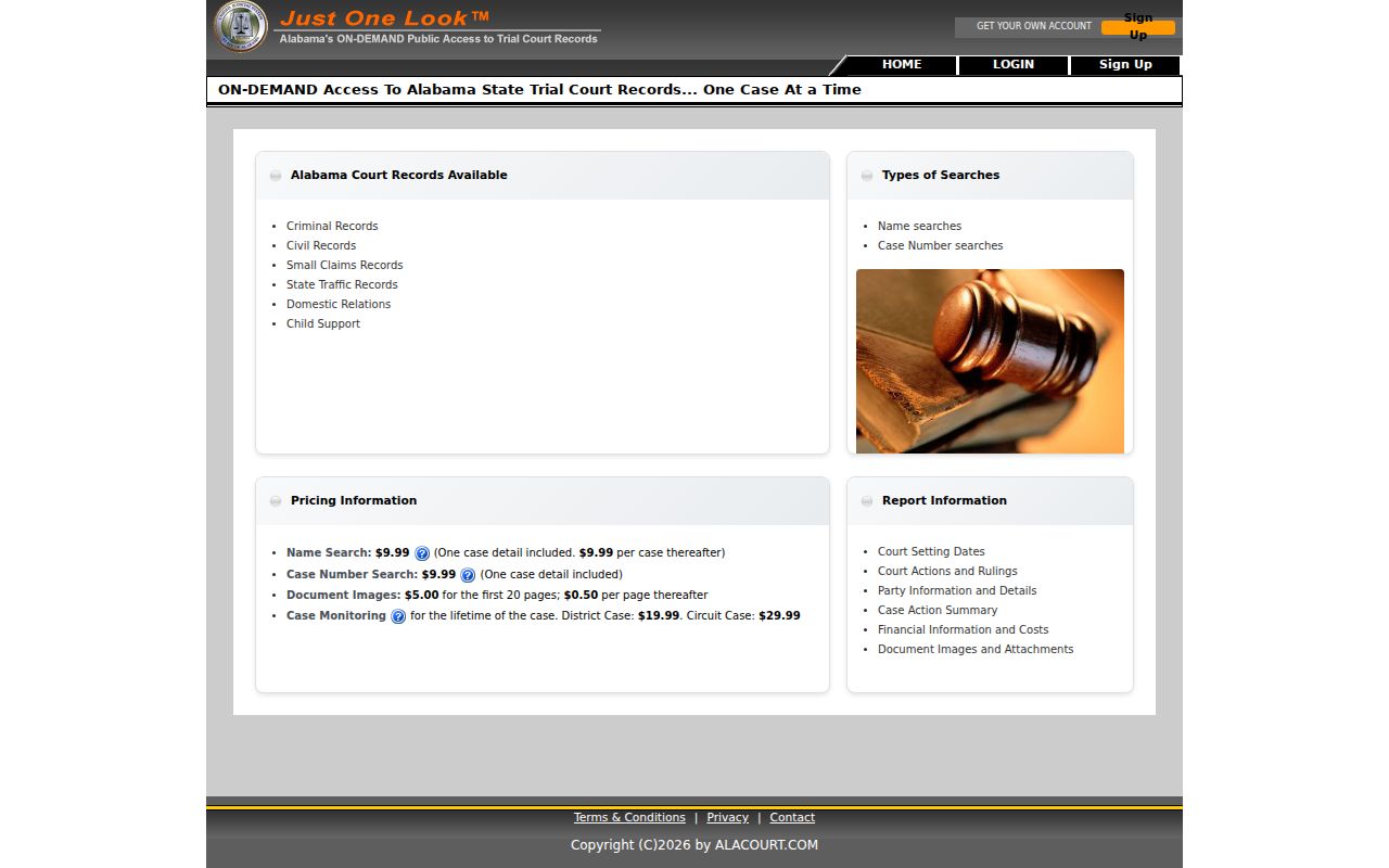Clarke County court records Alacourt access page