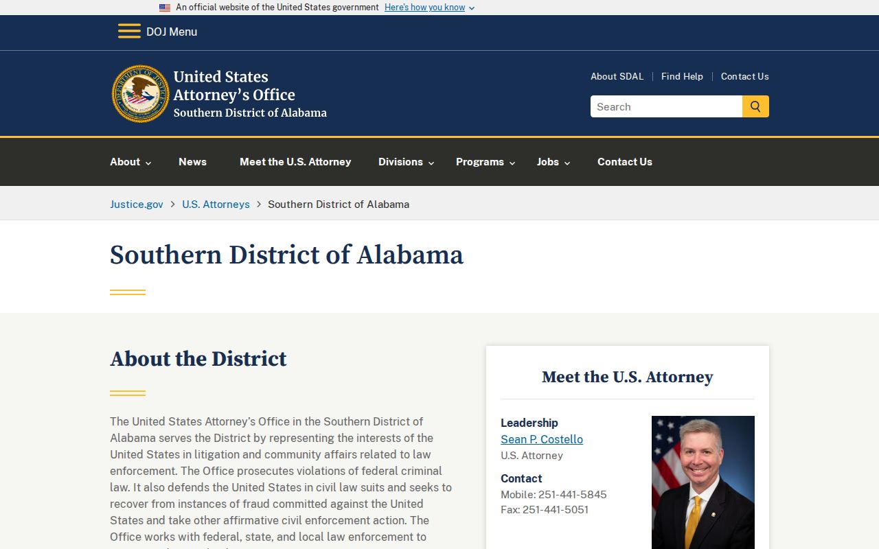 Clarke County criminal court records U.S. Attorney Southern District of Alabama