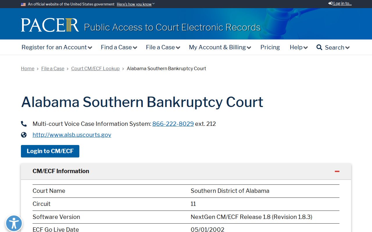 Clarke County Circuit Court PACER Alabama Southern Bankruptcy lookup