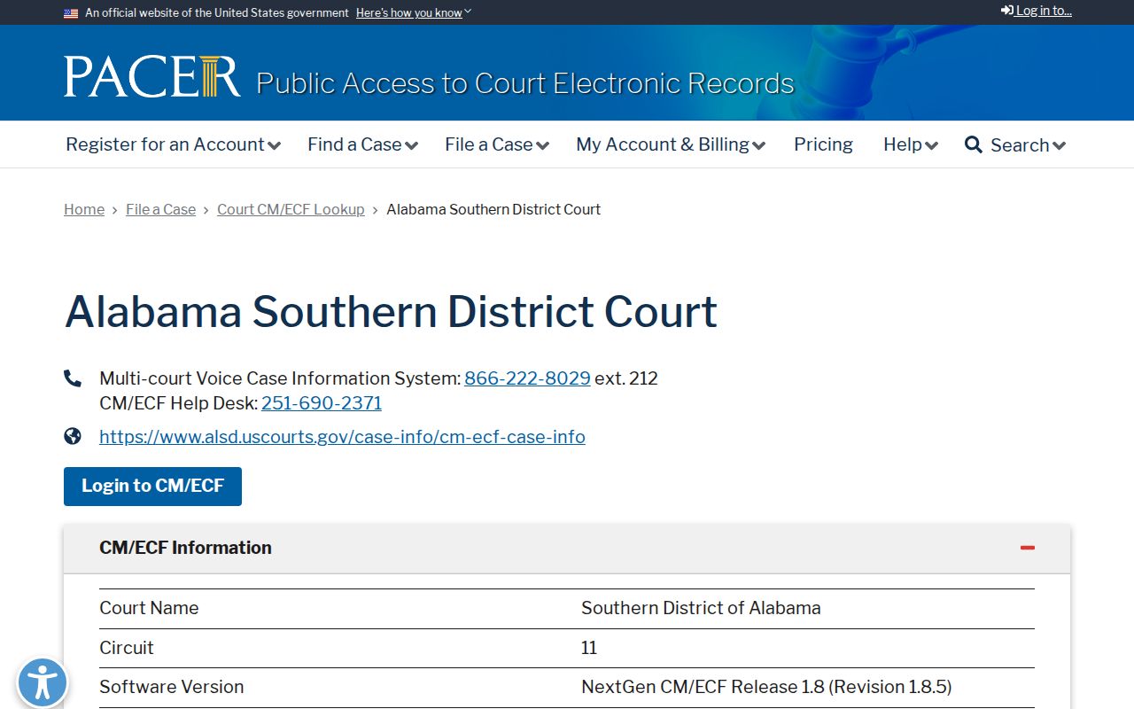 Clarke County Circuit Court PACER Alabama Southern District lookup