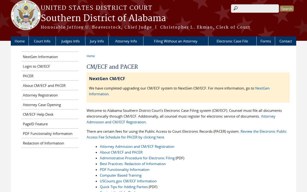 Clarke County Circuit Court Southern District CM ECF PACER