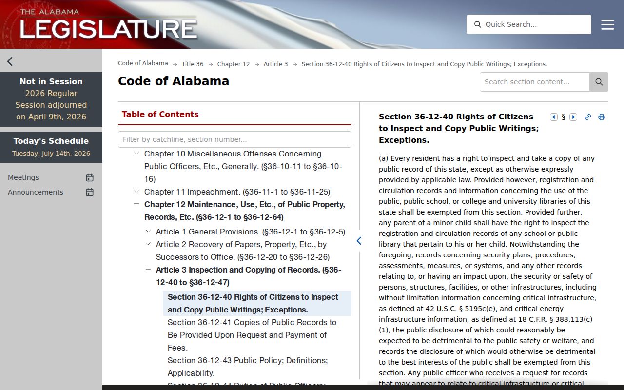 Clarke County court records Alabama public writings statute