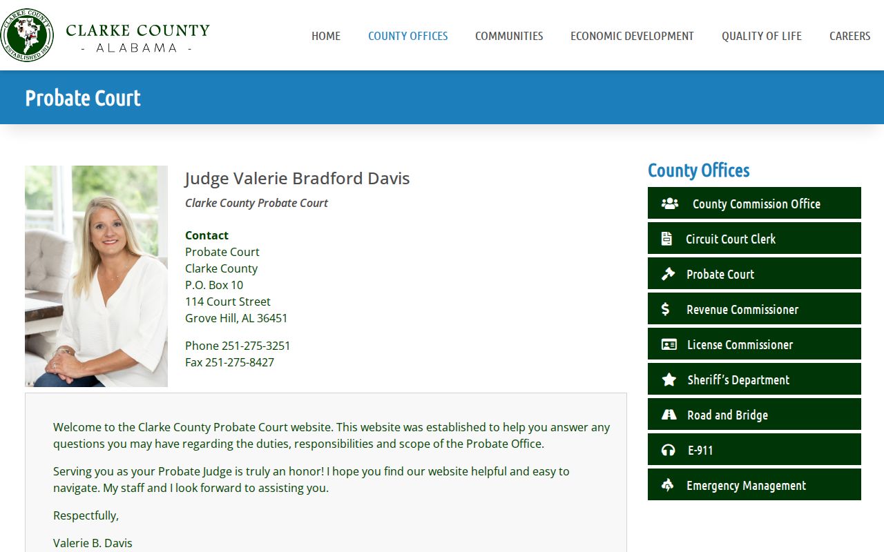 Clarke County probate records Probate Court page