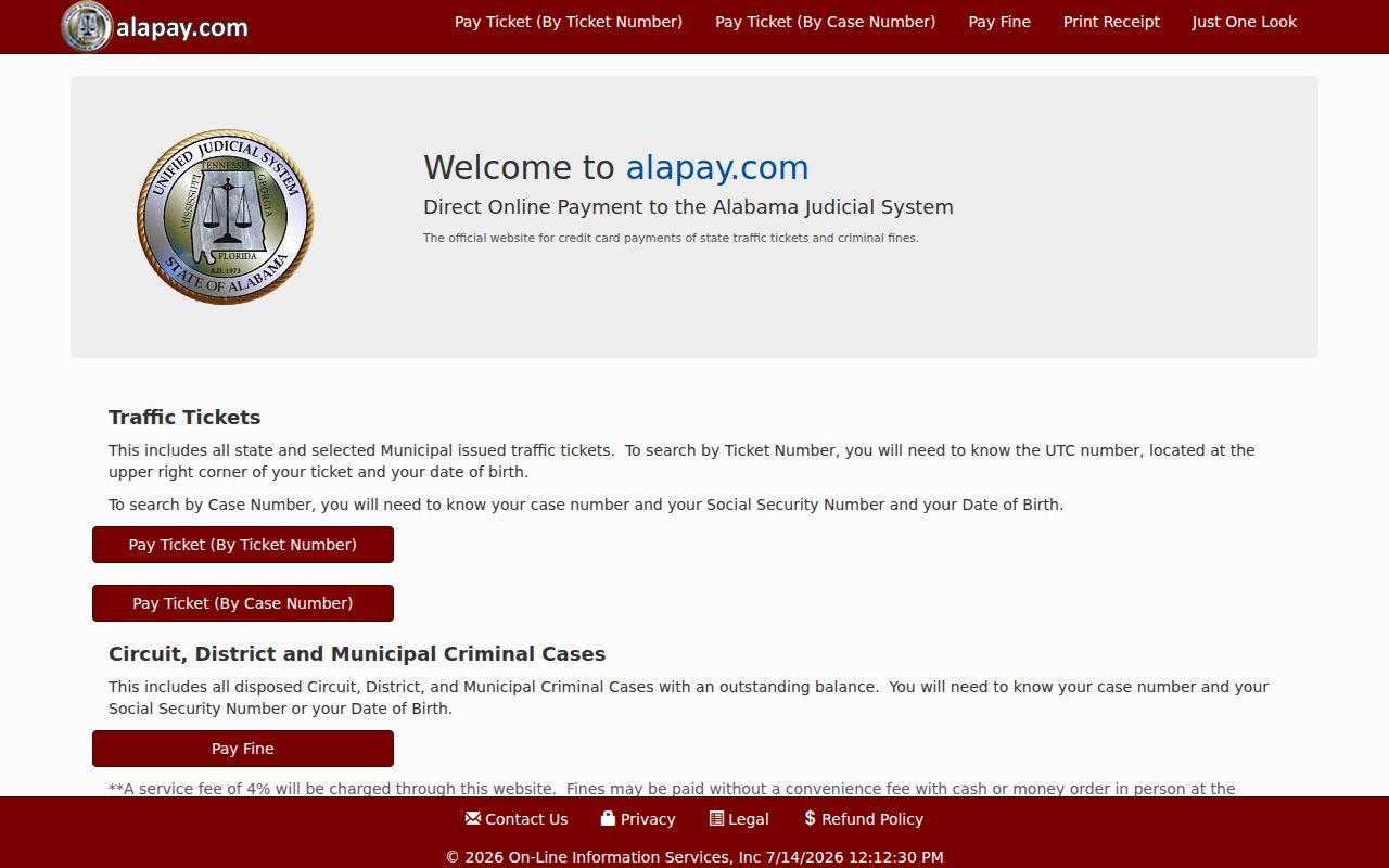 Clarke County traffic court records official Alapay payment portal